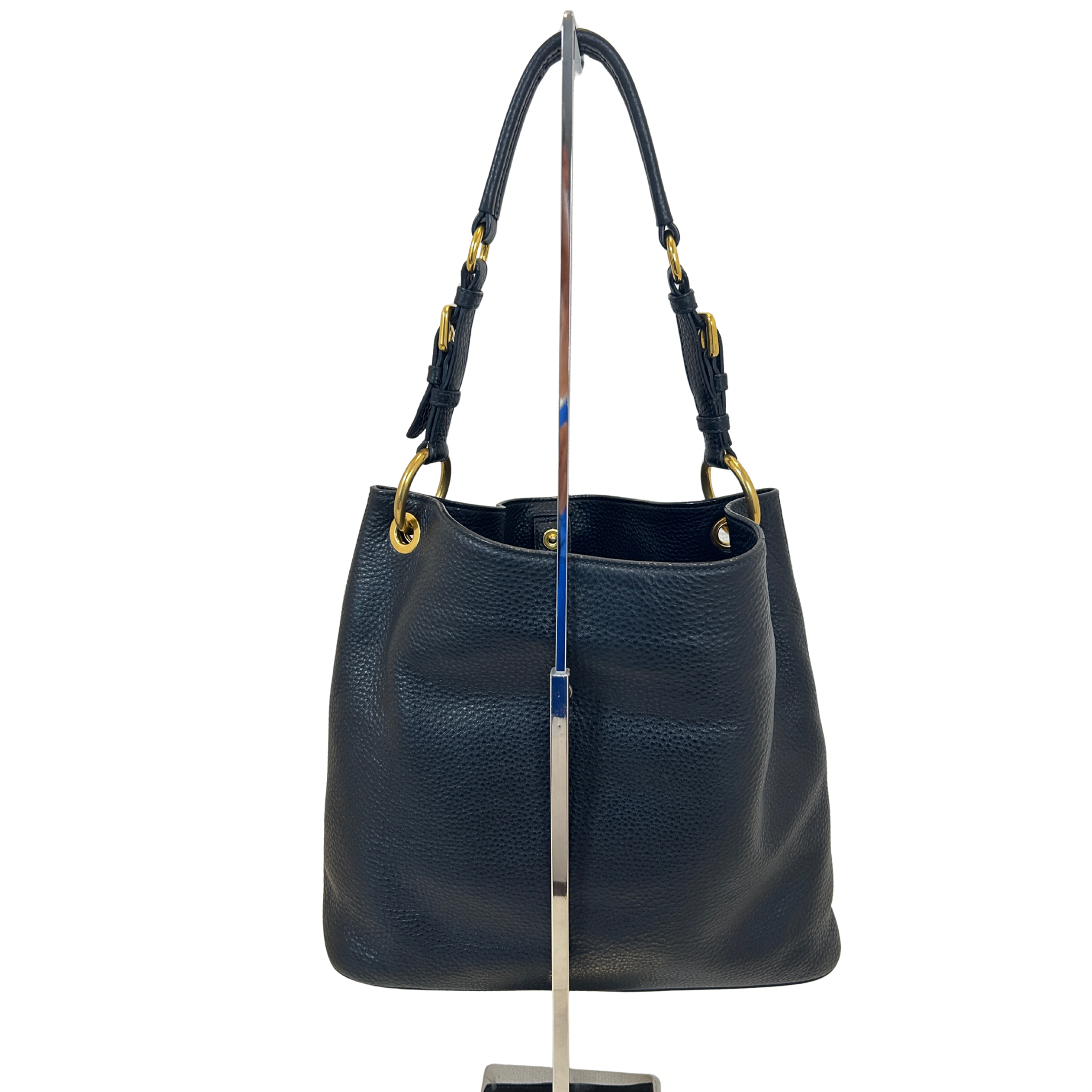 PRADA Vitello Daino Leather Shoulder Bag Nero Black