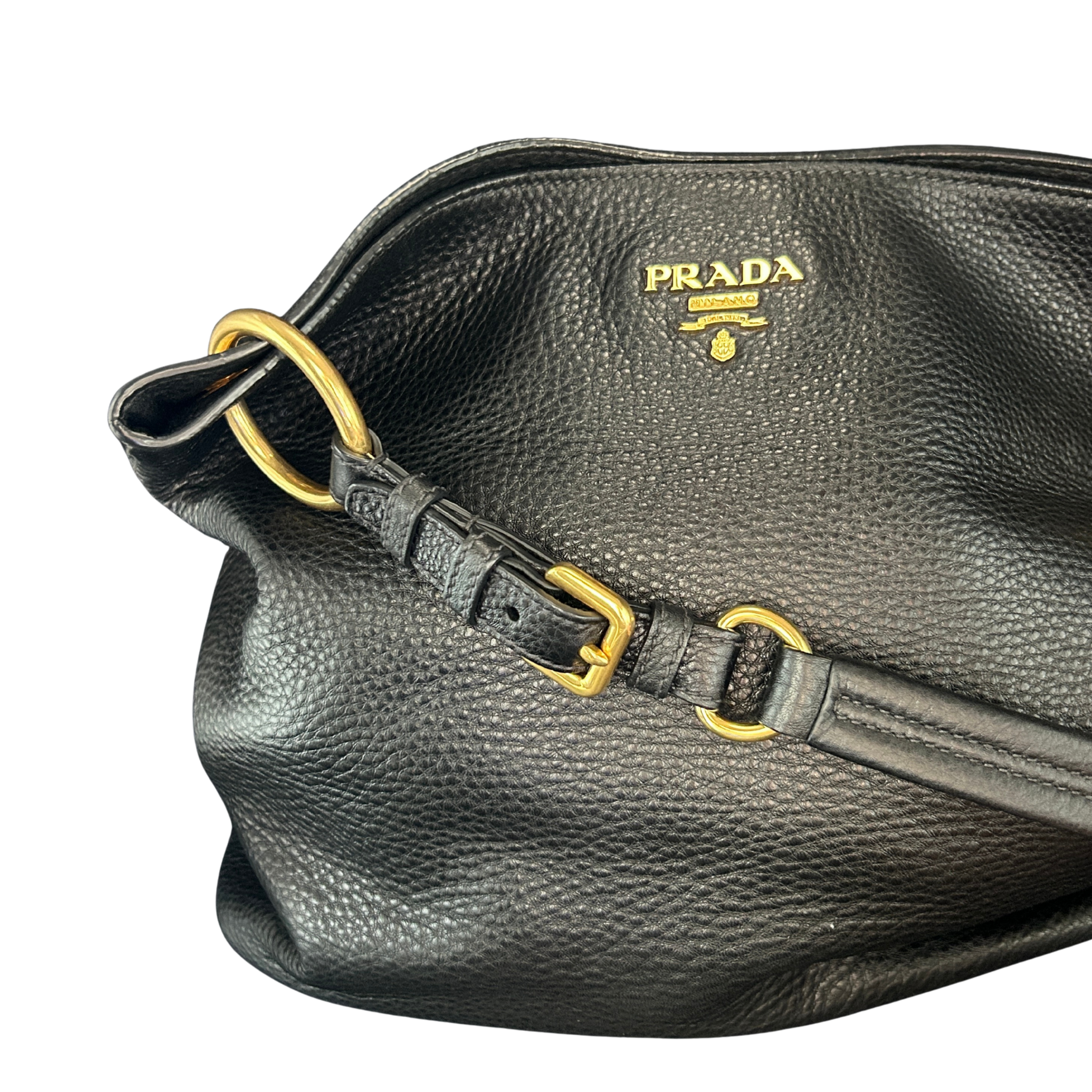 PRADA Vitello Daino Leather Shoulder Bag Nero Black