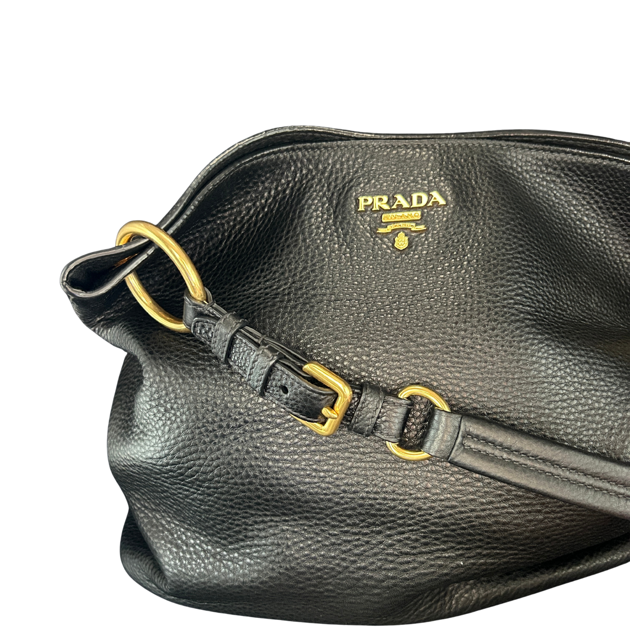 PRADA Vitello Daino Leather Shoulder Bag Nero Black