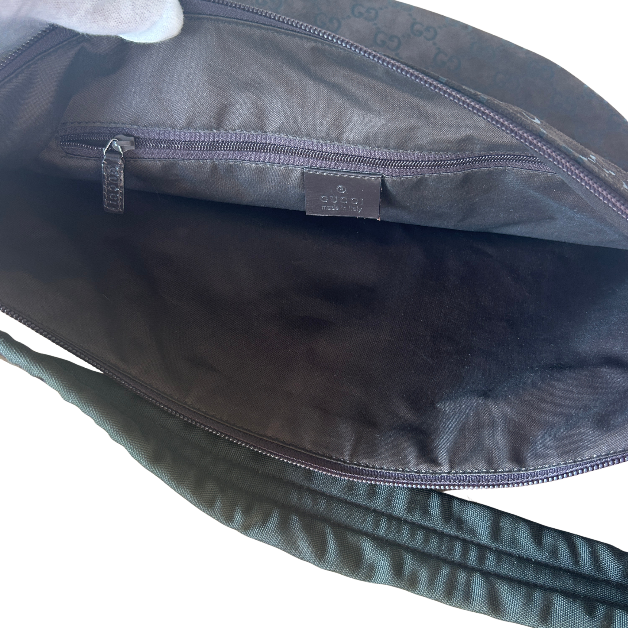 Gucci GG Suede Bag, Brown/Green - Damaged Strap (potentially mendable)